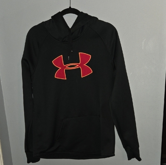 Under Armour Other - Large Under Armour Black Hoodie with Red Logo Winter Front Pocket Sweatshirt